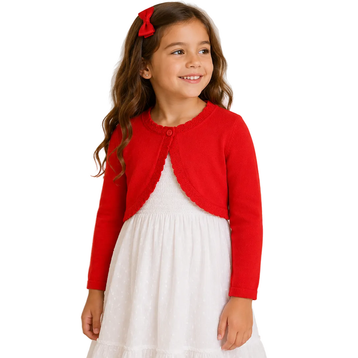 Mayoral - Little Girls Cropped One Red Button Cardigan