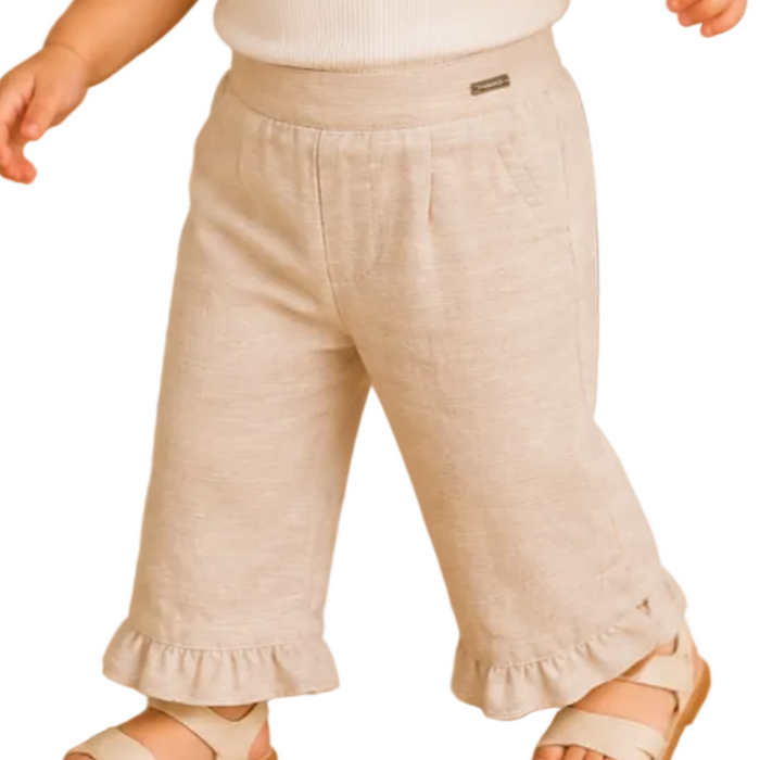 Mayoral - Little Girls Linen Trousers Beige