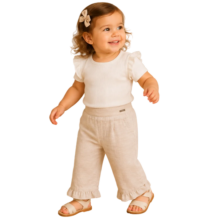 Mayoral - Little Girls Linen Trousers Beige