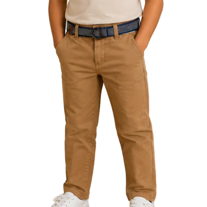 Mayoral - Little Boys Chino Pants Brown with Belt