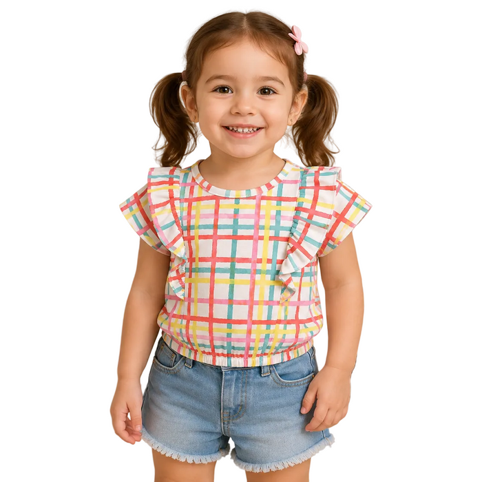 Epic Threads - Little Girls Ruffled Short Sleeve Gingham Design Shirt (3)