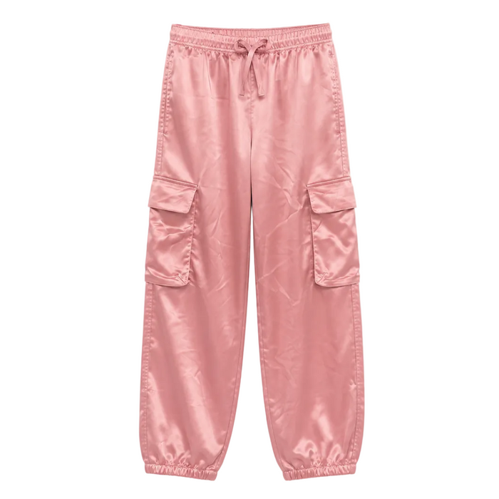 Epic Threads - Big Girls Satin Wide-Leg Cuffed Cargo Pants (Large)