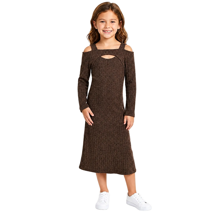 Speechless - Little Girls Knit Off the Shoulder Dress (8)