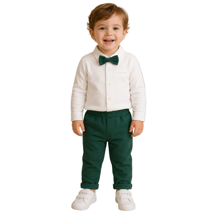 First Impression - Little Boys Long Sleeve with Ribbon and Pants Set