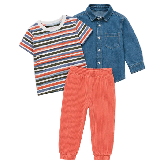 First Impression - Little Boys 3-Pcs Overall Set