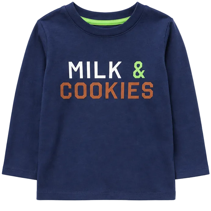 Epic Threads - Little Boys Long Sleeve Tee Milk & Cookies Graphics