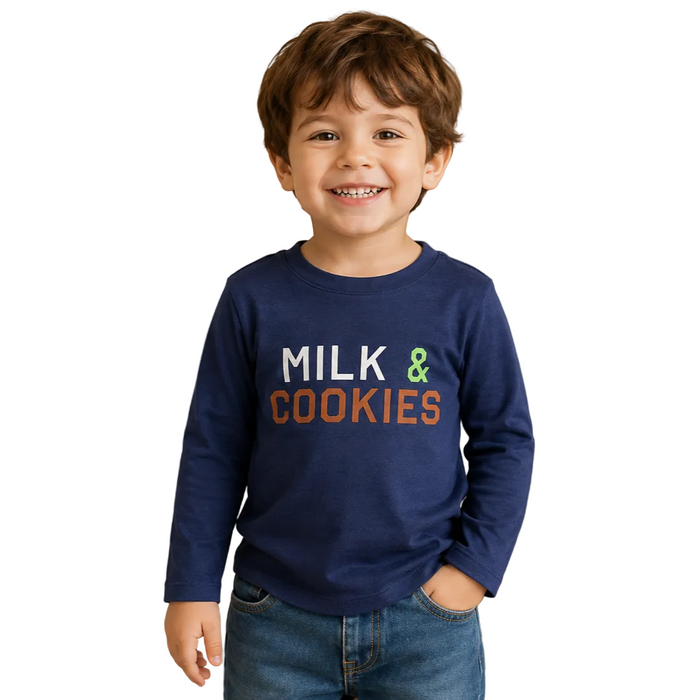 Epic Threads - Little Boys Long Sleeve Tee Milk & Cookies Graphics