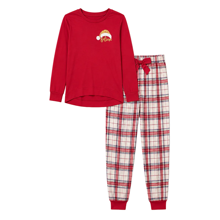 Max & Olivia - Big Girls 2-Pc Long Sleeve and Gingham Pyjama Set