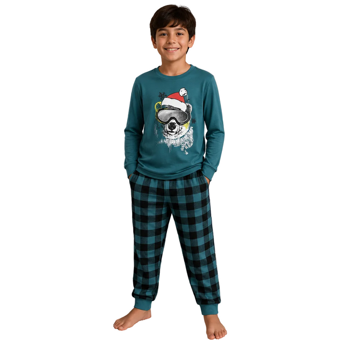 Max & Olivia - LIttle Boys 2-Pc Long Sleeve and Gingham Pyjama Set
