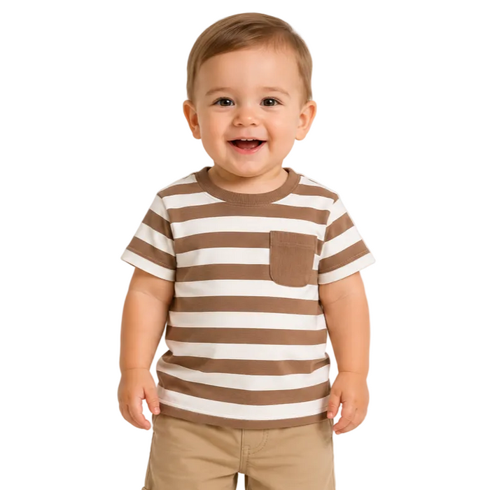 First Impression - Little Boys Stripes with Pocket T-Shirt
