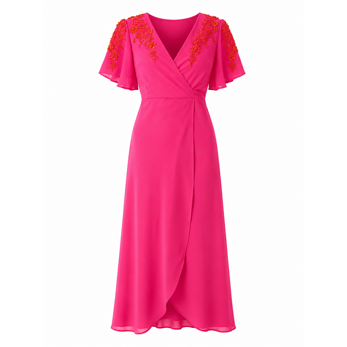 V by Very - Women's Embellished Shoulder Wrap Dress