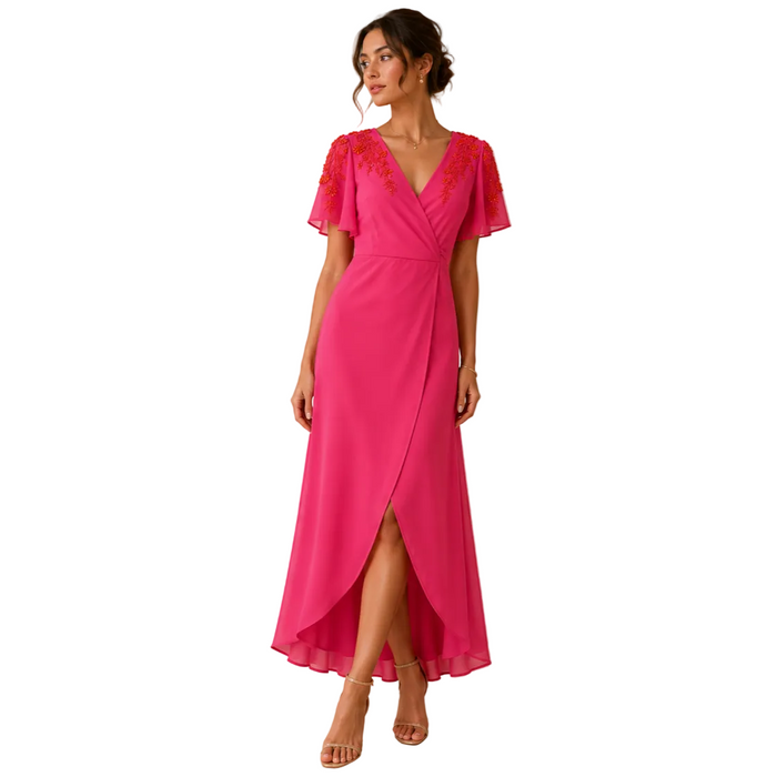 V by Very - Women's Embellished Shoulder Wrap Dress