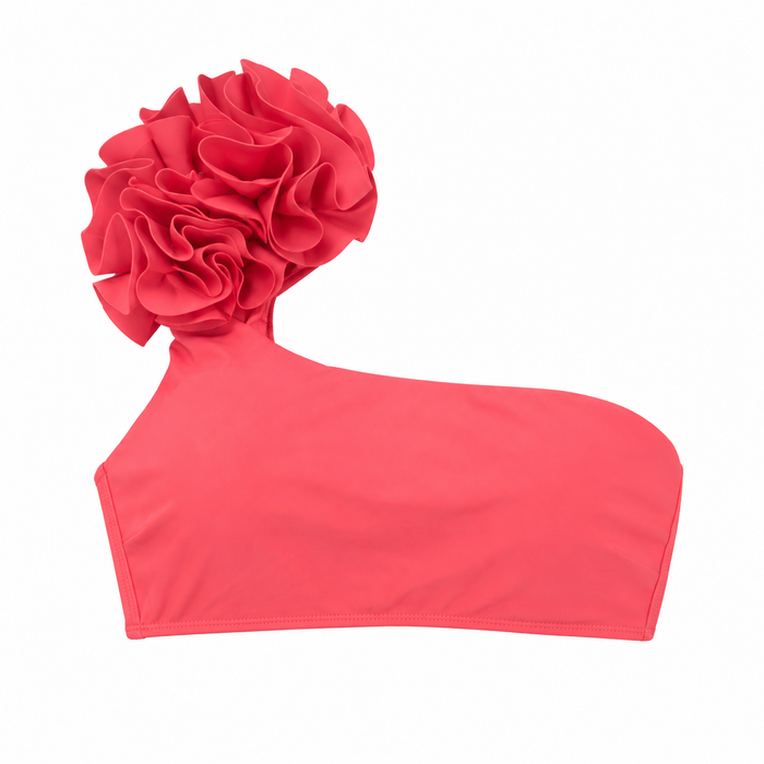 V by Very - Women's One Shoulder Pink Rosette Bikini Top