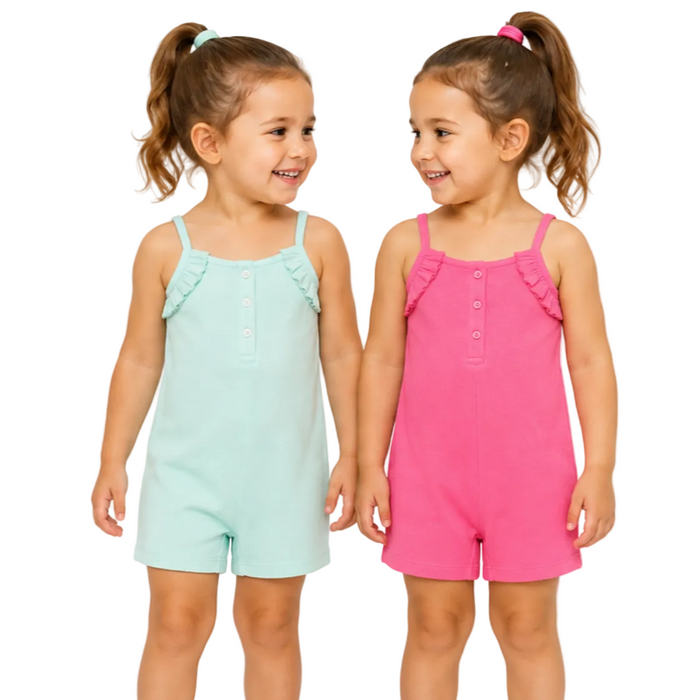 V by Very - Little Girls 2-Pc Sleeveless Everyday Romper Suit