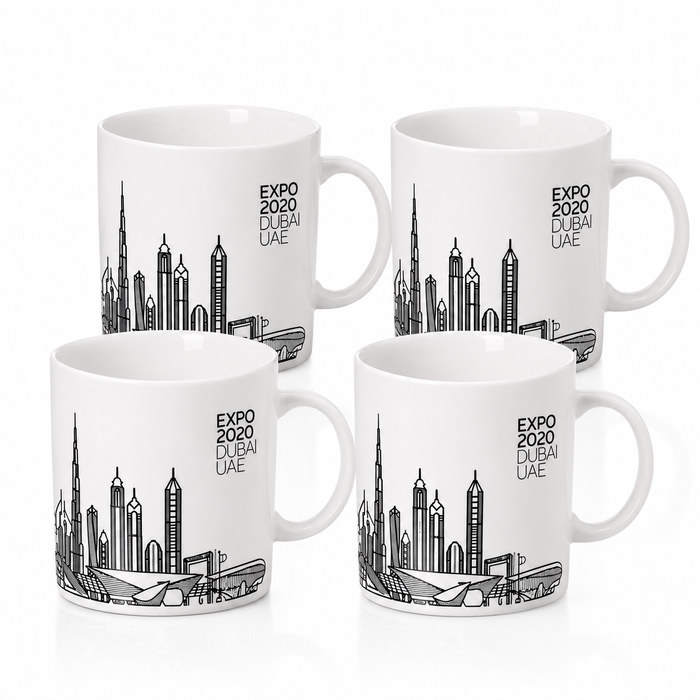 Expo 2020 Dubai Porcelain Mugs 4pcs for 10AED (White)