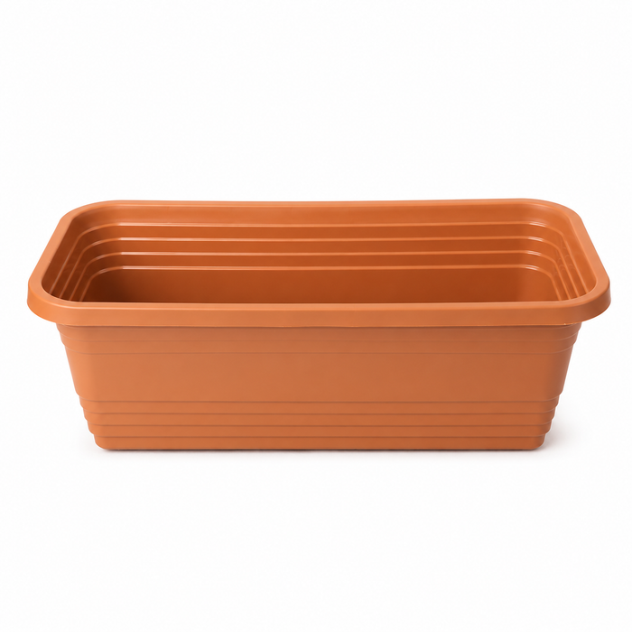 Terracotta-Colored Plastic Rectangular Through Planter