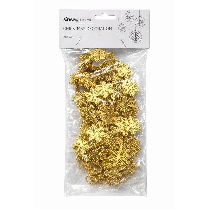 Christmas Decoration String with Gold Snowflake Ornaments