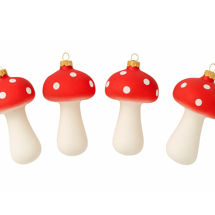 6-Pcs Mushroom Baubles (Red and White)
