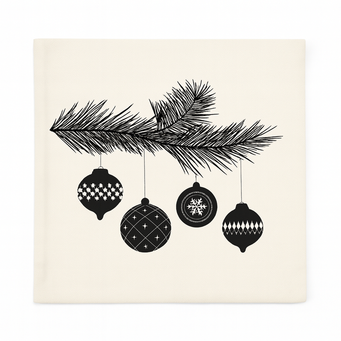 Pillow Case 45 x 45 cm Cotton Bauble Ornament Design (Beige)
