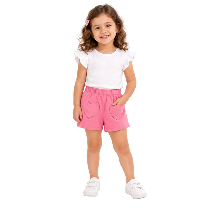 Mini V by Very - Girls Stripe Heart Pocket Short (2-3Y)