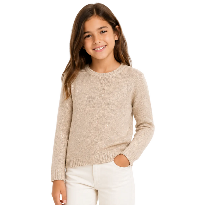 Mayoral - Little Girls Beige Sparkling Knit Sweater