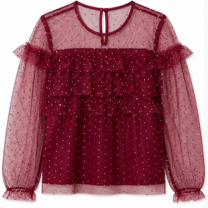 Mayoral - Big Girls Mesh Top Red Wine