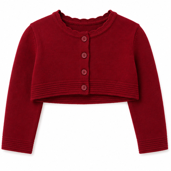 Mayoral - Little Girls Cropped Bolero Cardigan Ribbed Knit Red