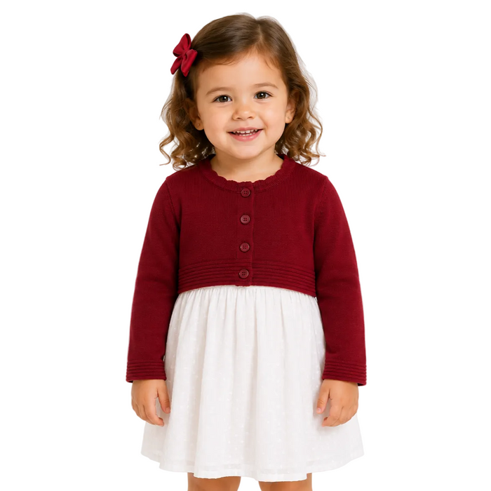 Mayoral - Little Girls Cropped Bolero Cardigan Ribbed Knit Red