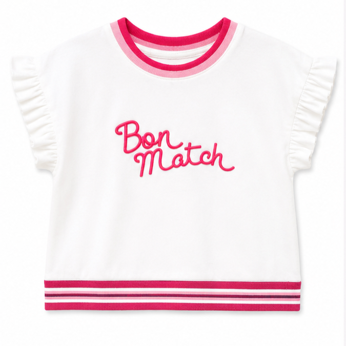 Mayoral - Little Girls Short Sleeve White Top "Bon Match" Design