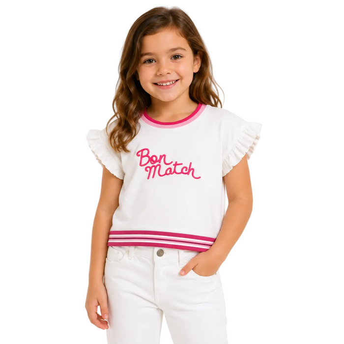 Mayoral - Little Girls Short Sleeve White Top "Bon Match" Design