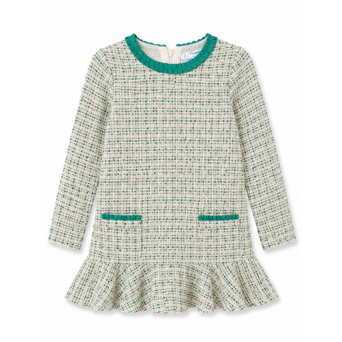 Mayoral - Little Girls Textured Tweed Dress Green