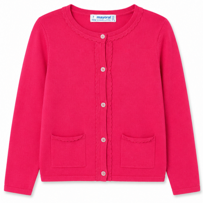 Mayoral - Little Girl Pink Button Down Cardigan with Two pockets
