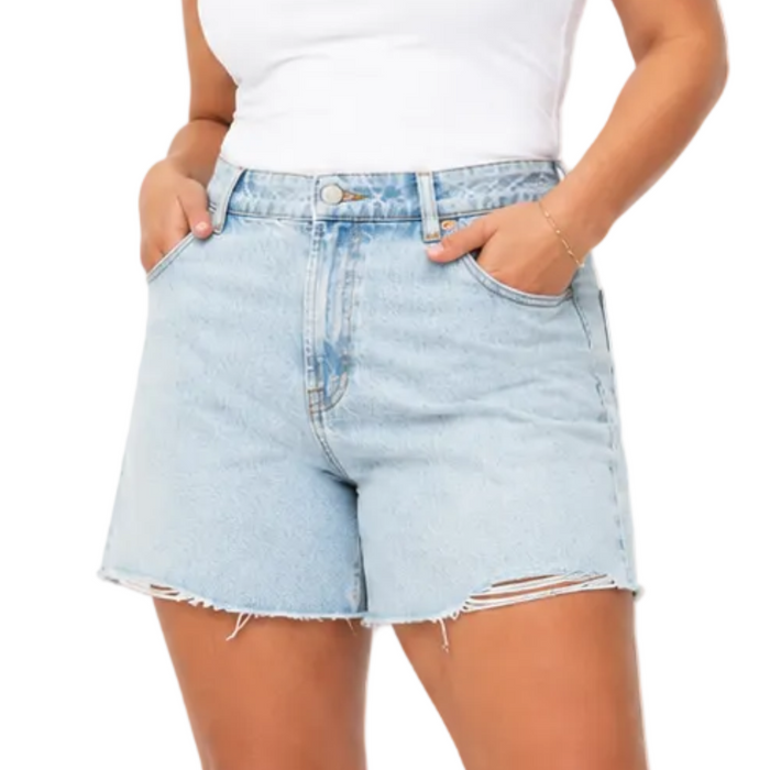V by Very Light - Wash Denim Mom Shorts (18)