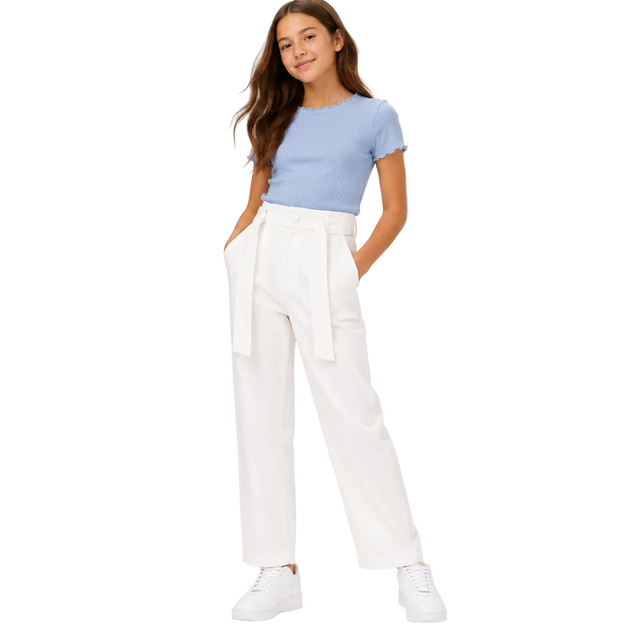 Mayoral - Big Girls White Pants Trousers with Belt