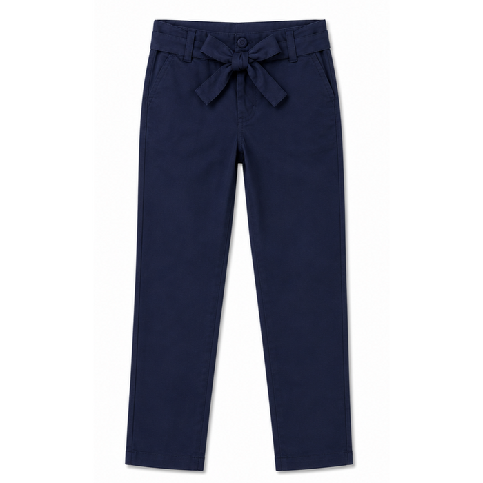Mayoral - Big Girls Ribbon Belted Chino Pants Navy Blue