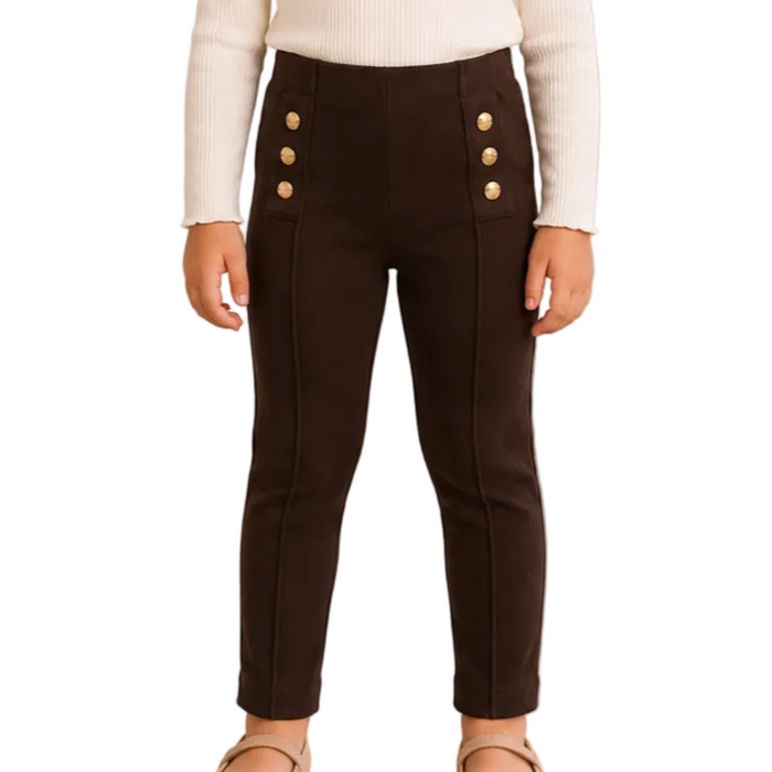 Mayoral - Little Girls Choco Brown Leggings With Buttons Design