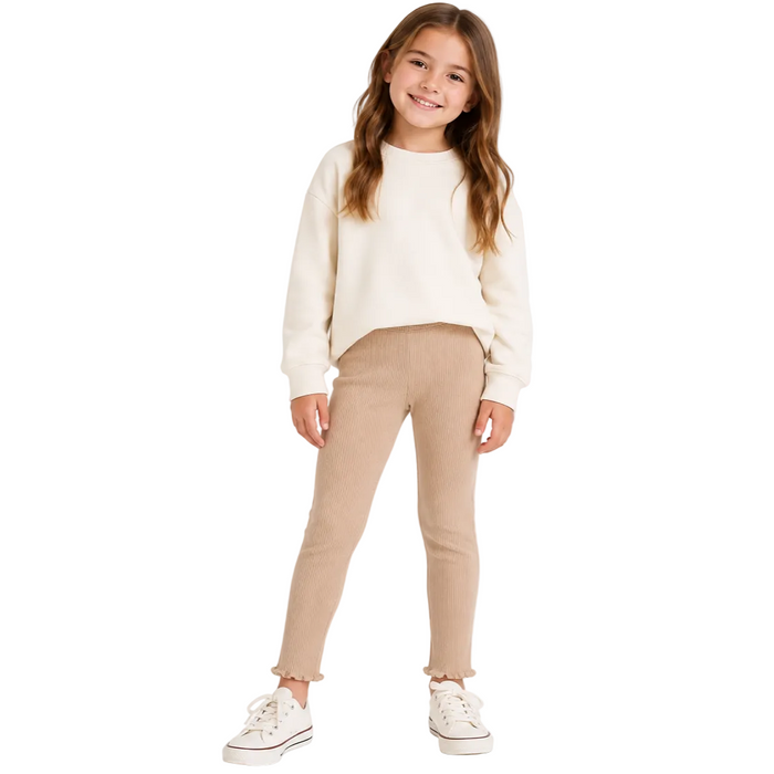 Mayoral - Little Girls Ribbed Beige Leggings