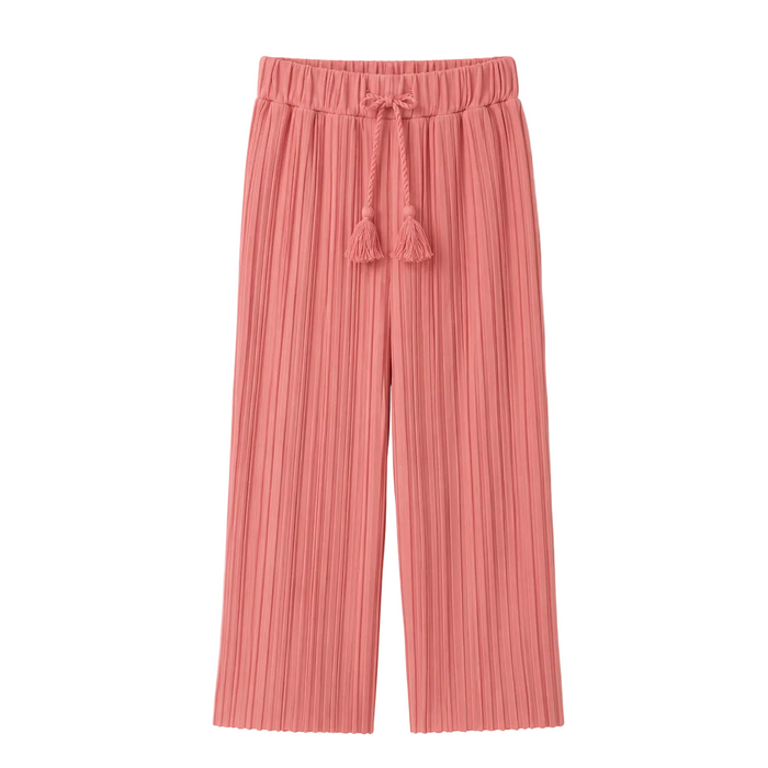 Mayoral - Little Girls Pleated Wide-Leg Pants with Tassel Drawstring Pink