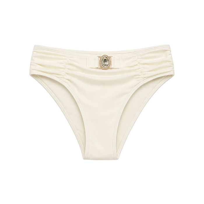Moda Minx- Amour Rouched Cream Bikini Bottom (Large)