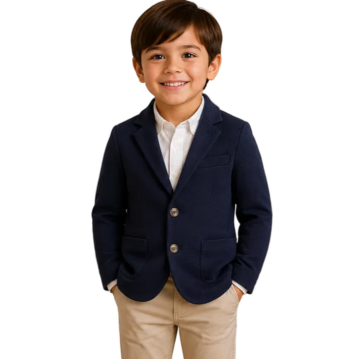 Mayoral - Little Boys Knitted Blazer Navy Blue