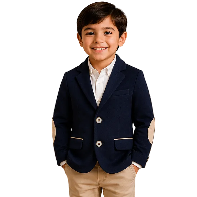 Mayoral - Little Boys Blazer Navy Blue with Elbow Patch