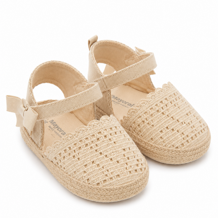 Mayoral - Newborn Girls Beige Lace Espadrille Sandals