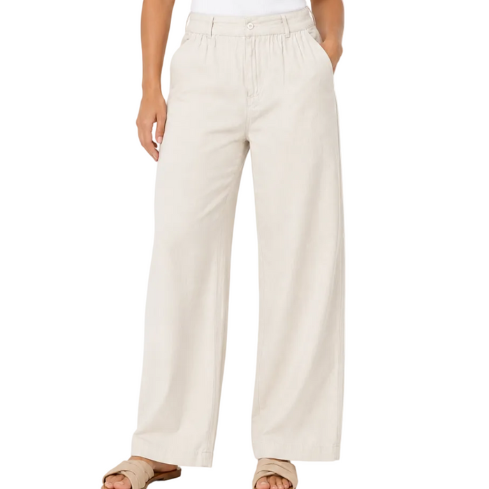 V by Very - Women's Cream Wide Leg Trousers