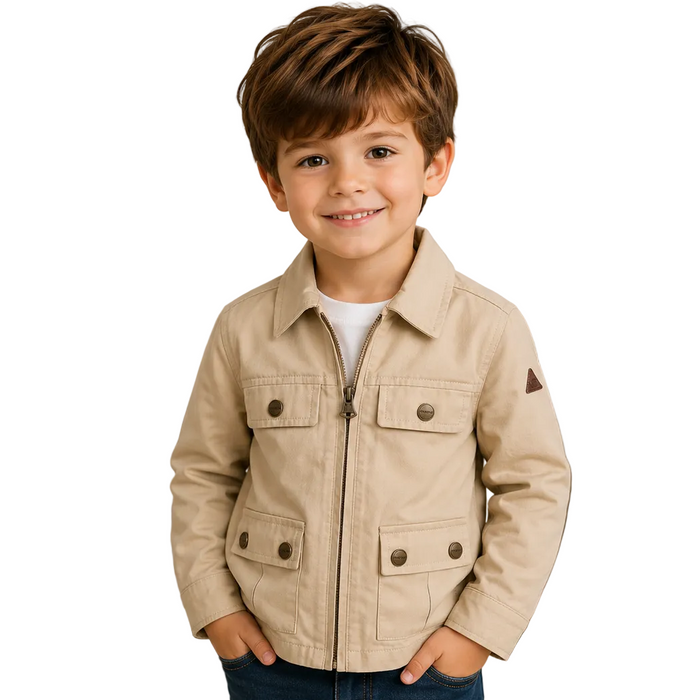 Mayoral - Little Boys Long Sleeve Zipper Down Jacket Beige