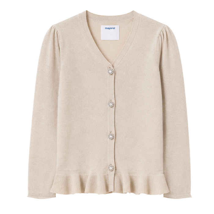 Mayoral - Big Girls Button Down Cardigan Champagne