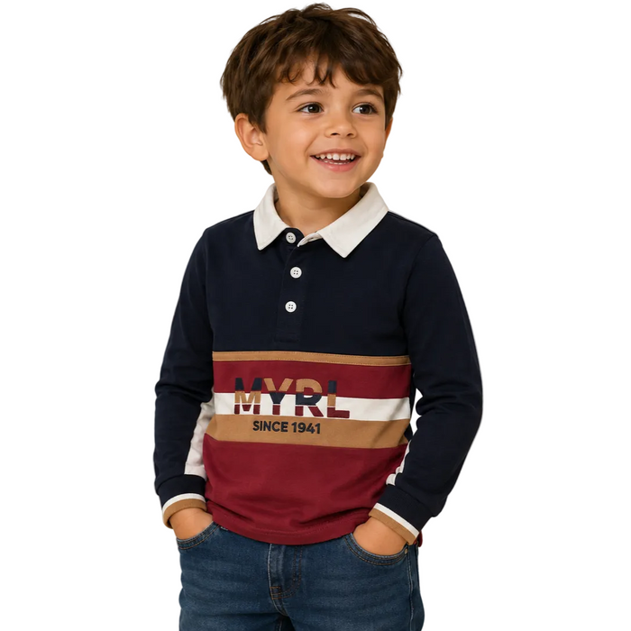 Mayoral - Little Boys Long Sleeve Polo Shirt