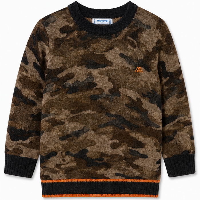 Mayoral - Little Boys Camo Sweater Brown