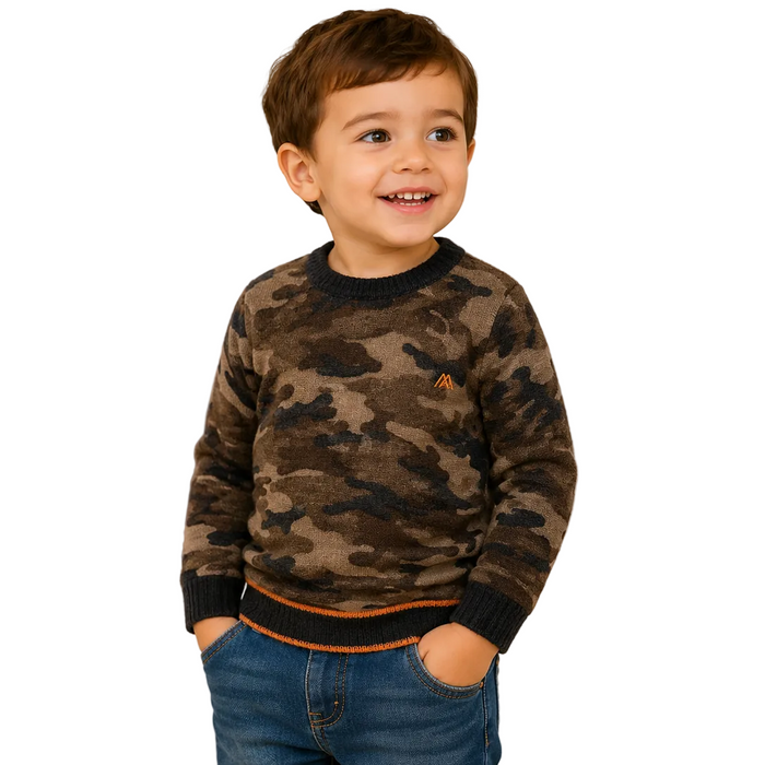 Mayoral - Little Boys Camo Sweater Brown
