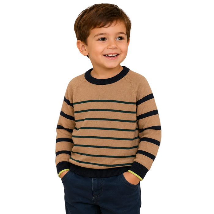 Mayoral - Little Boys Long Sleeve Sweater Top Brown