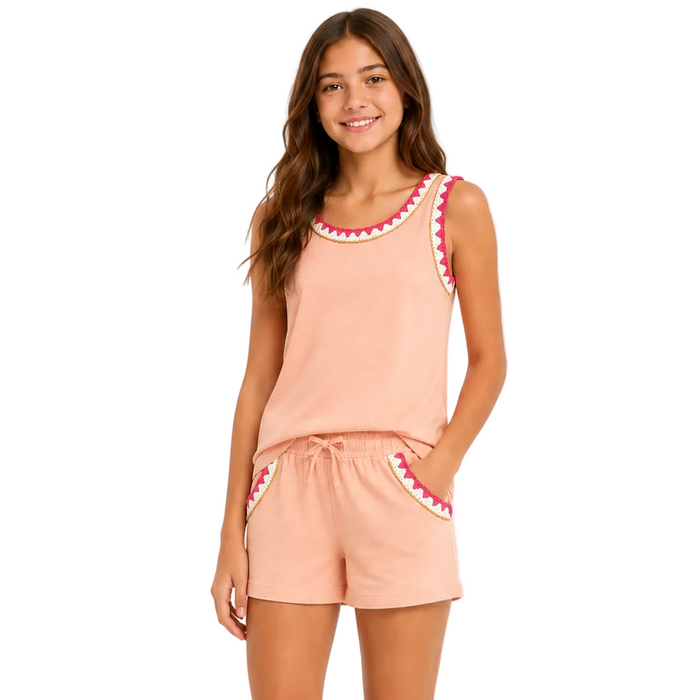 V by Very - Crochet Trim Sleeveless Pyjama Set
